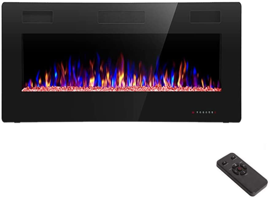 60" Electric Fireplace Recessed Ultra Thin Wall Mounted Heater Multicolor Flame 