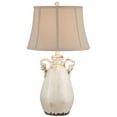 thumbnail image 2 of Regency Hill Isabella Country Cottage Table Lamp 27" Tall Crackle Ivory Ceramic Milk with Table Top Dimmer Beige Bell Shade for Bedroom Living Room, 2 of 5