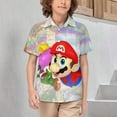thumbnail image 2 of Mario Luigi Kid's Short Sleeved Shirt Summer Daily Casual Button-Down Shirts Tee Top Teen Beach Clothing With Pocket, 2 of 7