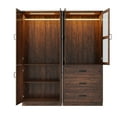 thumbnail image 4 of 6 Door Armoire Wardrobe Closet for Bedroom with LED Lights & 3 Drawers, Farmhouse Closet Storage Cabinet Wardrobe Set with Hanging Rods, 4 of 10