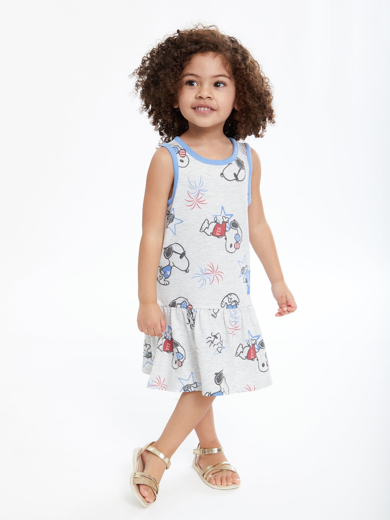 Peanuts Snoopy Toddler Girl Americana Sleeveless Dress, Sizes 12M-5T
