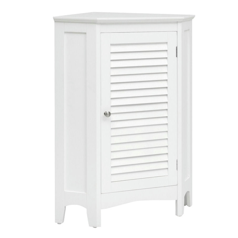 Finihen Storage Cabinet, Bathroom Floor Cabinet, Corner Storage Cabinet Free Standing Bathroom Cabinet with Shutter Door, for Bathroom, Living Room, Bedroom, Kitchen, White
