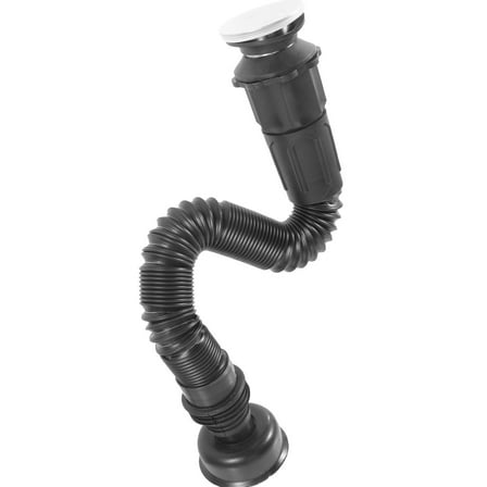 IBASETOY Flexible Kitchen Bathroom Sink Drain Extension in Black Plastic for Home Use 7.5 Inches