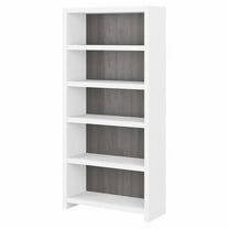 Pemberly Row 5 Shelf Bookcase in Pure White and Modern Gray - Engineered Wood