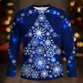 thumbnail image 2 of Feancey Ugly Christmas Shirts for Men Long Sleeve Crewneck Pullover Big and Tall Fashion Xmas Tree Print Graphic Tees Holiday Casual Party T-Shirt Blue XXL, 2 of 6
