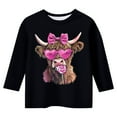 thumbnail image 3 of WOYY Big Girls 3/4 Sleeve T Shirt for Valentine's Day Cute Highland Cow Print T-Shirt, 3 of 3