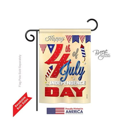 Breeze Decor G161008-BO Happy 4th Americana Fourth of July Impressions Decorative Vertical 13  x 18.5  Double Sided Garden Flag