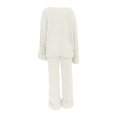 thumbnail image 4 of Tiqkatyck Womens Fashion Two Piece Sets for Women Women's 2 Piece Outfits Long Sleeve V Neck Knit Pullover Tops and Wide Leg Pant Streetwear Set Sweatpants Women Womens Long Sleeve Tops White, 4 of 6