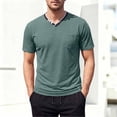 thumbnail image 2 of ZXLBBD Mens T-Shirts Henley V Neck Short Sleeve Workout Shirts Solid Color Slim Fit Lightweight Athletic T-Shirts for Man Outdoor,Gray,XL, 2 of 7