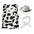 thumbnail image 2 of iiniim Mens Cow Print Vest Open Front Waistcoat with Bandanna Hat Festival Vintage Hippie Black&White M, 2 of 7