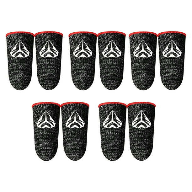 Inteprter 5 pares de fundas para la punta de los dedos para juegos, cubiertas antihuellas a prueba de sudor, guantes portátiles de fibra de plata Videojuegos y accesorios Rojo