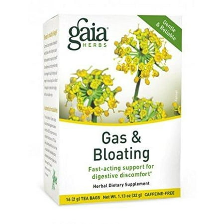 Gaia Herbs Gas and Bloating Tea Bags, 16 Count (Pack of