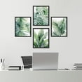 thumbnail image 3 of PixonSign Framed Wall Art Tropical Jungle Plants Green Leaves Prints, Set of 4 Nature Wildernes Paintings, Minimalism Wall Décor, Adhesive Canvas Poster for Home Decor - 12"x16" Black, 3 of 5