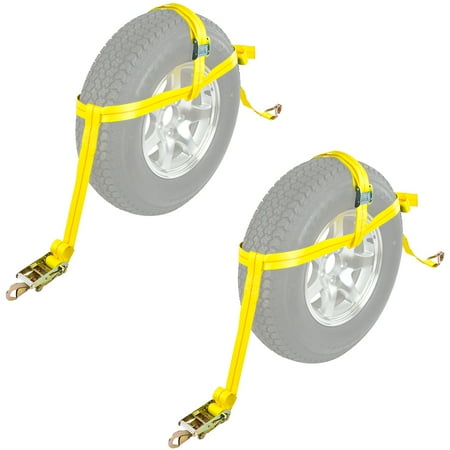 2-Pack Auto Hauler 16" Tire Wheel Bonnet Cam Adjustable Tie-Down Strap