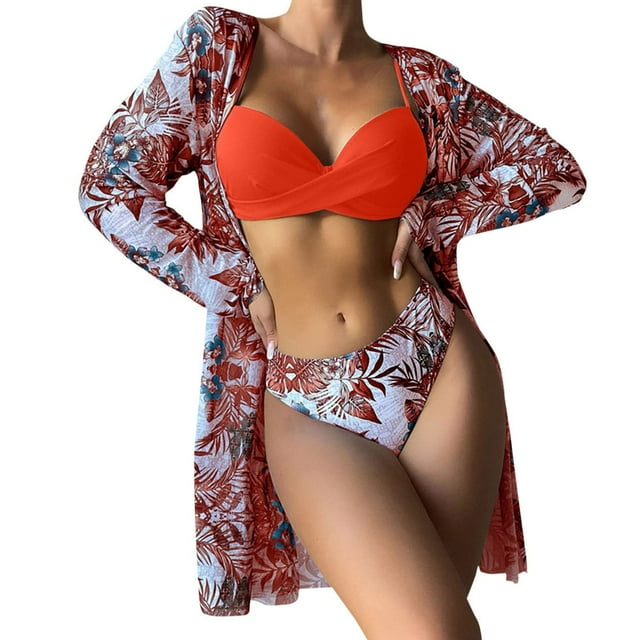 Birdeem Womens Sexy Printed Bikini Three-Piece Split Swimsuit Suit