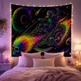 thumbnail image 2 of Vibrant Deep Black With Cosmic Skeleton Green Blue, Spooky Gothic for Gothic Decor Fans, Dark Art Decor, Halloween Gift, Tapestry Wall Hanging for Bedroom and Dorm, 2 of 7