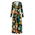 thumbnail image 5 of FKELYI Hippie Flower Print Women's Fall Long Sleeve Dress Casual Maxi Dress with Pocket Flowy Tiered Waist Long Dresses for SSpring Winter, XL, 5 of 6