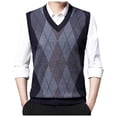 thumbnail image 2 of MNCEKFOD Seater Vest for Men Plaid Knitted V Neck Sleeveless Business Work Comfy and Soft Slim Fit Fall Fashion Outfits Winter Clothes 2025 Navy M, 2 of 8