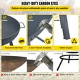 thumbnail image 4 of 34-Inch Diameter Round Carbon Steel Fire Bowl, with A Drain Hole, Large Size Fire Pit Design, for Garden Patio Backyard Outdoor Use, Lawn Care, Seasonal Yard Work, Outdoor Living, Deck Camping, 4 of 6