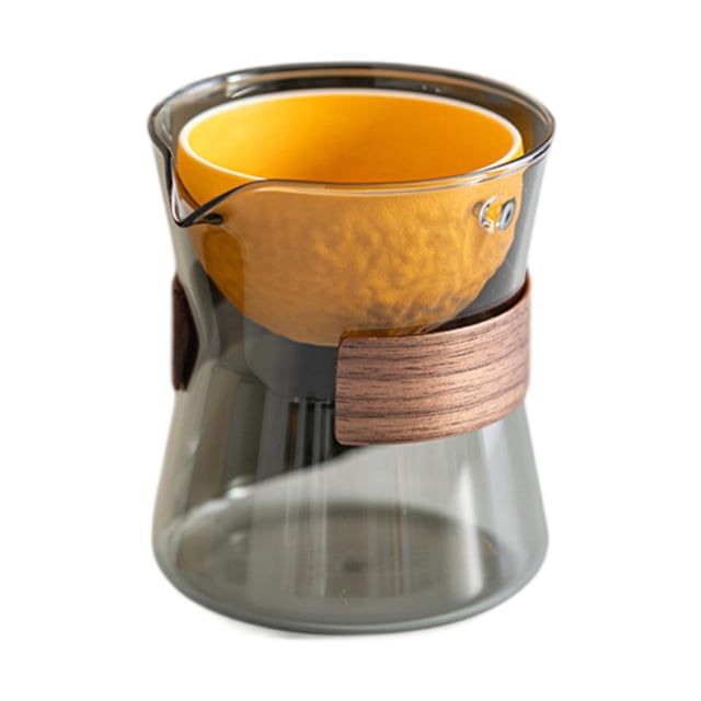 Tetera de vidrio, cristalería, boquilla en forma de V, giratoria, multiusos, transparente, olla de borosilicato de calor para floración de té de gris y naranja