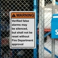 thumbnail image 6 of Weatherproof Vertical ANSI Fire Alarm Sign (Verified false alarms may be silenced, but shall not be reset without Fire Department approval) 8 in" x 12 in" UV Resistant Indoor Outdoor Workplace Sign, 6 of 7