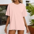 thumbnail image 2 of Trendfront Womens Oversize T Shirts Crewneck Solid Color Casual Short Sleeve Loose Fit Basic Tops Trendy Tee Relaxed Pullover Daily Wear, 2 of 5