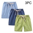 thumbnail image 4 of Ruyang Kids 3 Pack Cotton Linen Shorts Boys Girls Loose Fit Elastic Waist Shorts Summer Solid Running Training Fitness Shorts, 4 of 4