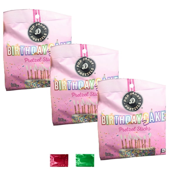 Pop Birthday Cake Pretzel Sticks 3 Oz, Sweet Salty Gourmet Flavored Pretzels, Snack for Party Lunchbox On the Go Treats Picnic Movie Night Gift Stuffers 3 Pack w/ 2 Snoep in Beperkte Oplage