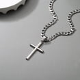 thumbnail image 4 of 925 Sterling Silver Cross Necklace Beveled Edge for Men Women 5mm Stainless Steel Diamond Cut Durable Cuban Link Curb Chain Crucifix Pendant Necklace Jewelry 16-30 Inches, 4 of 5