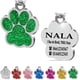 thumbnail image 1 of Medallón de identificación personalizado con etiqueta de pata de acero para collar de perro gato mascotas grabado verde, 1 of 4