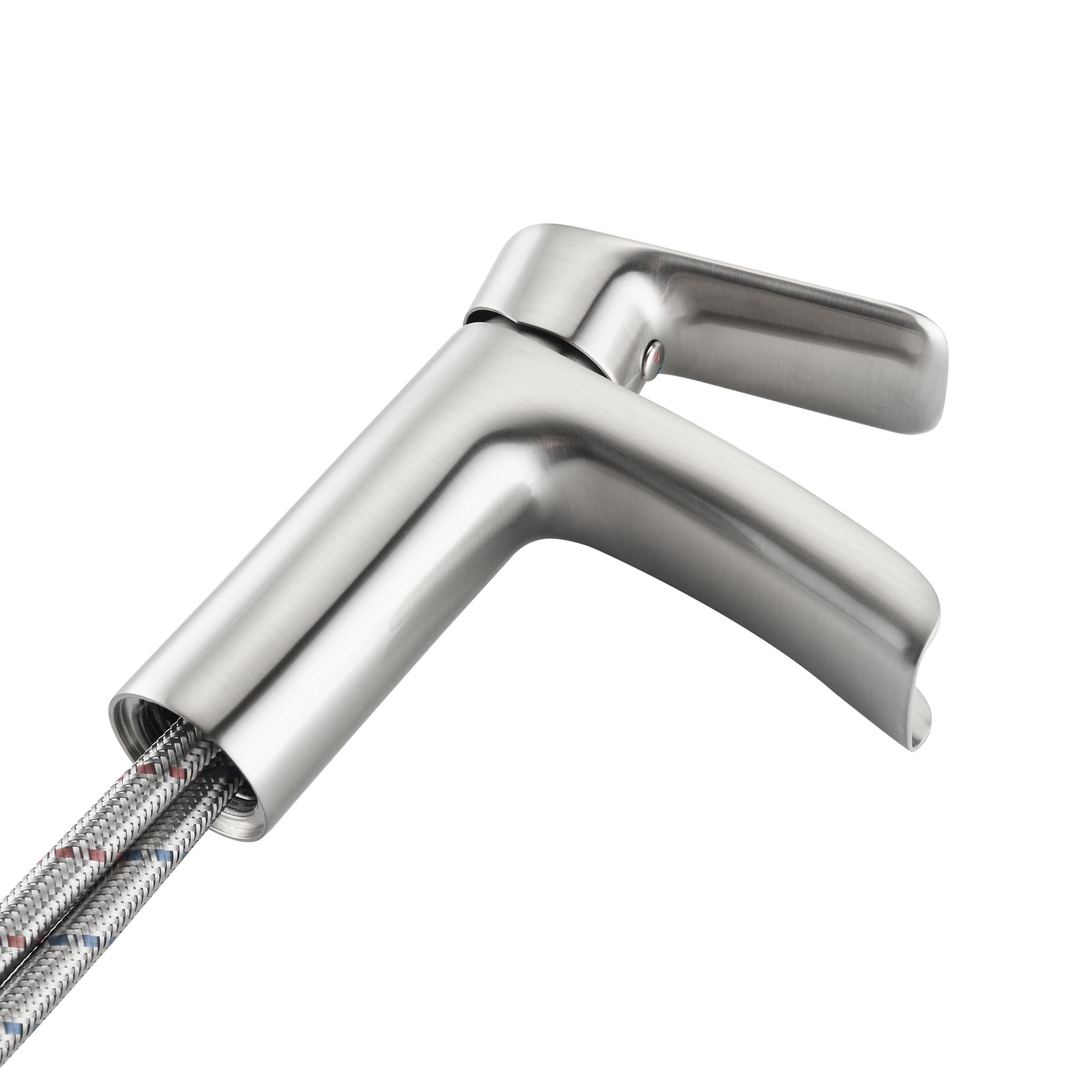 Waterfall Bathroom Faucet Single Handle Bathroom Sink Faucets 1 or 3 Hole Solid Vanity Faucet with Deck Plate & Overflow Pop Up Drain Brushed Nickel