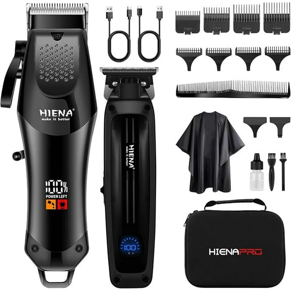 HIENA Men's Hair Clipper and Trimmer Set, Professional Cordless Hair Clipper, Trimmer, Suitable for Men's Hair Clippers, Home Hair Salon Hair Cutting Tools (Black2)