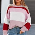 thumbnail image 3 of Women's Oversized Striped Cropped Sweater Casual Knit Pullover Top, 3 of 9