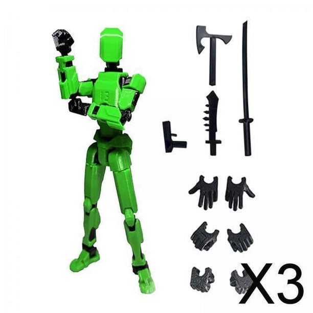 Figura De Acción Masculina Móvil Baoblaze Impresa En 3D Verde Y Negro 3 piezas