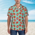 thumbnail image 4 of Daiia Hand Drawn Strawberry Hawaiian Shirt for Men Gentle Cotton Regular Short Sleeve Casual-Large, 4 of 9