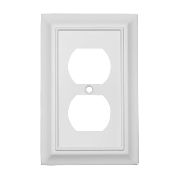 Elumina 150DWNB Sydney White Steel 1 Duplex Standard 5 in. Tall Wallplate