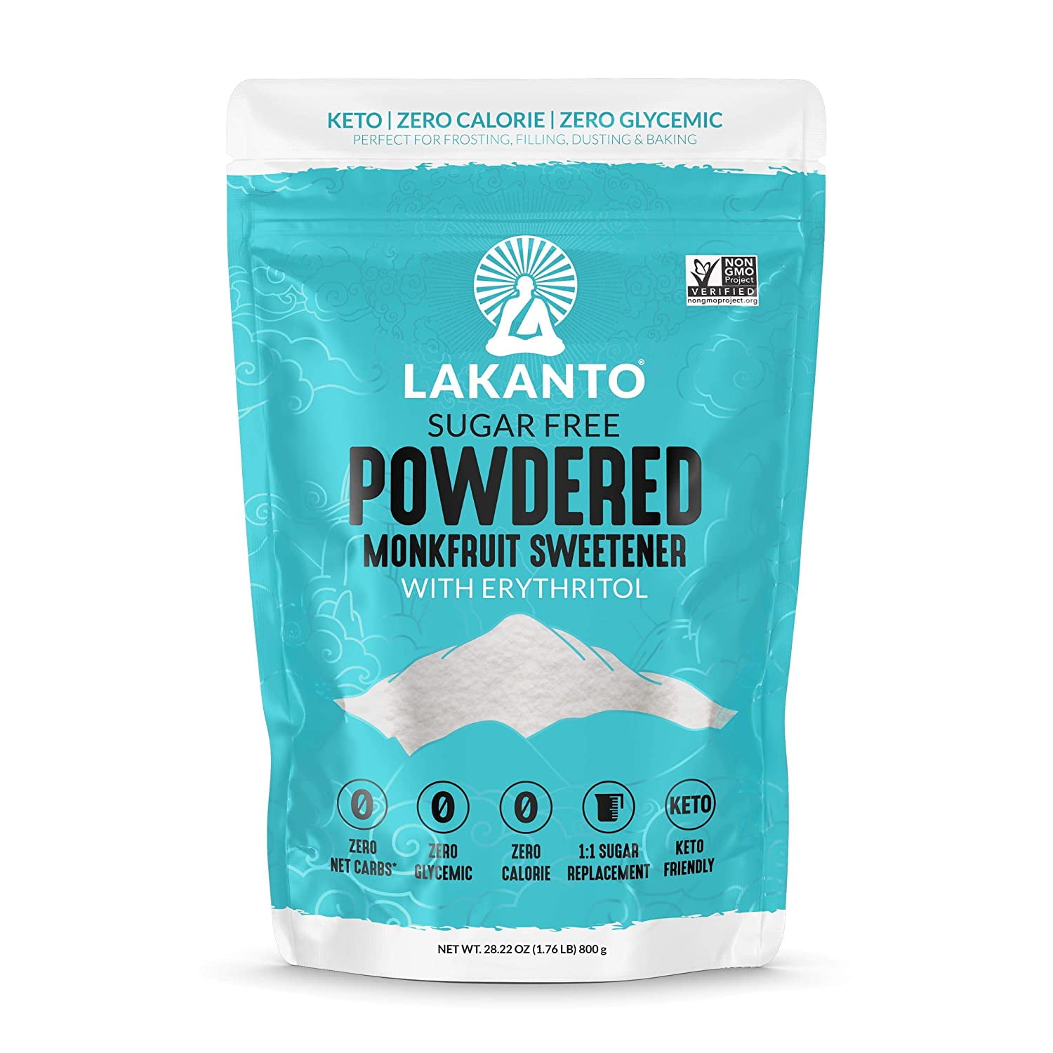Lakanto Monkfruit Sweetener, 1:1 Powdered Sugar Substitute, Keto, Non
