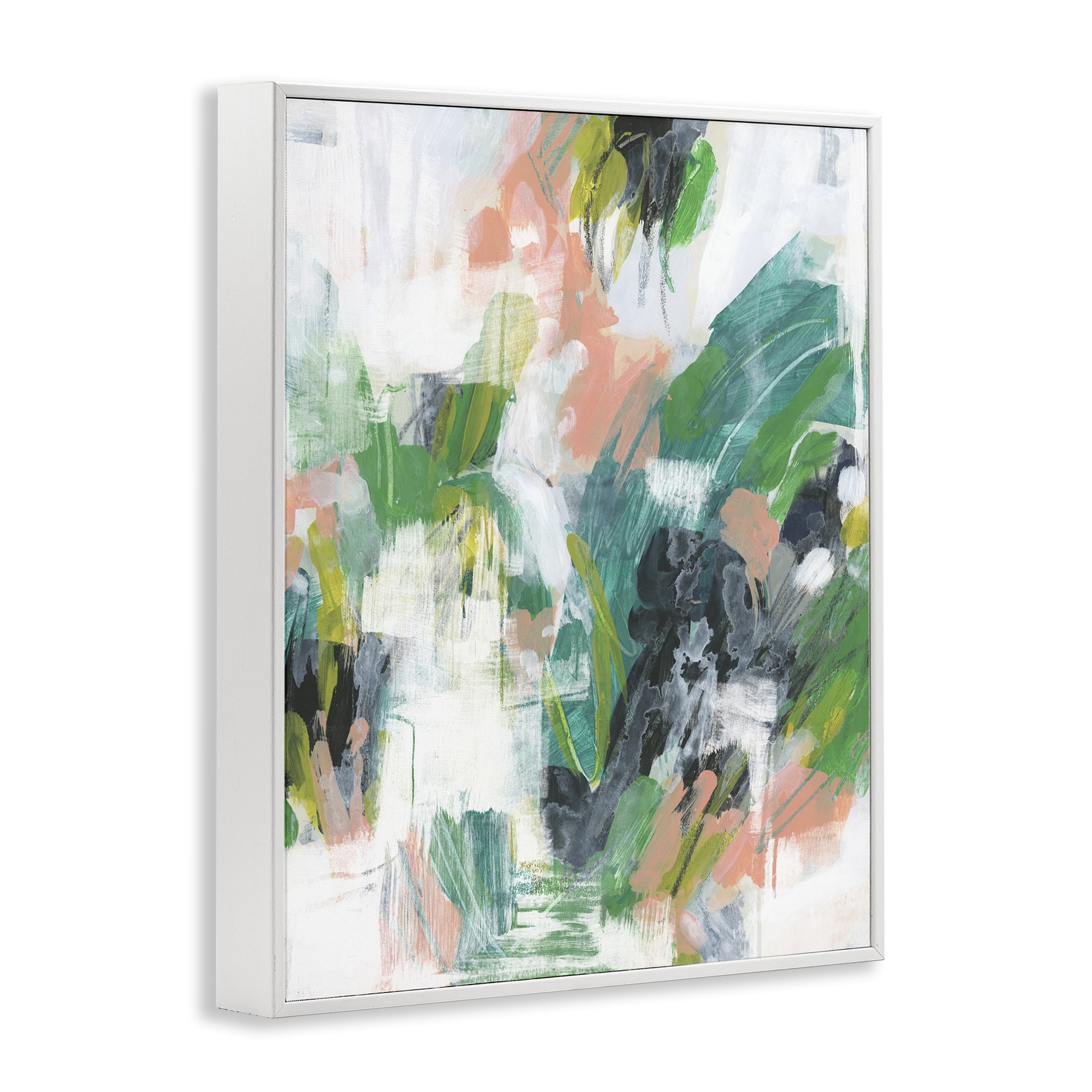 Stupell Industries Chaotic Green Paint Strokes Abstract Painting White Framed Art Print Wall Art, 16 x 20