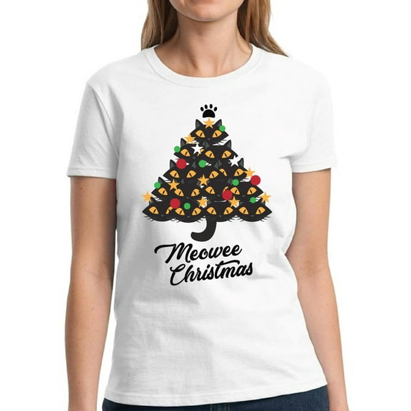 Meowee Christmas Print Shirts for Women Merry Christmas - S M L XL 2XL 3XL Xmas Graphic Tee - Christmas Gift Holiday Xmas Tee T-Shirt Hers