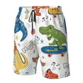 thumbnail image 5 of Kll Dinosaur Listening To Music Men'S Casual Summer Beach Shorts Hawaiian Shorts With Pockets-Medium, 5 of 9