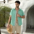 thumbnail image 6 of HAOMEILI Men's Button Down Shirts Short Sleeve Casual Shirts Summer Beach Shirts Vacation Wedding Shirts with Pocket, 6 of 7