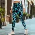 thumbnail image 4 of COEQINE Breathable Yoga Leggings for Women with Pockets 4-Way Stretch Buttery Soft High Waisted Gym Pants Blue Polynesian No See Through Comfortable Tights for Meeting, XS, 4 of 7