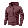 thumbnail image 2 of Fleece Mens Hoodie Vintage Thick Workout Sweatshirt for Men Long Sleeve Pullover with Pocket Wine XL, 2 of 6