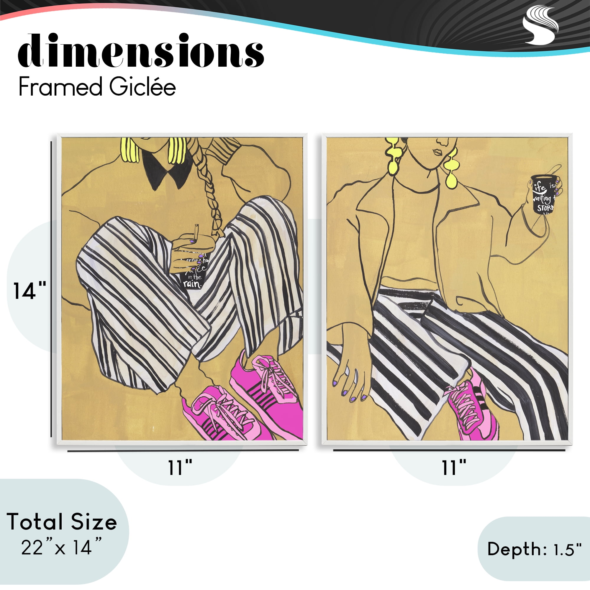 Stupell Industries Crimson Thread Fashion Poses 2 Piece White Framed Giclee Art Set, design by Melissa Wang