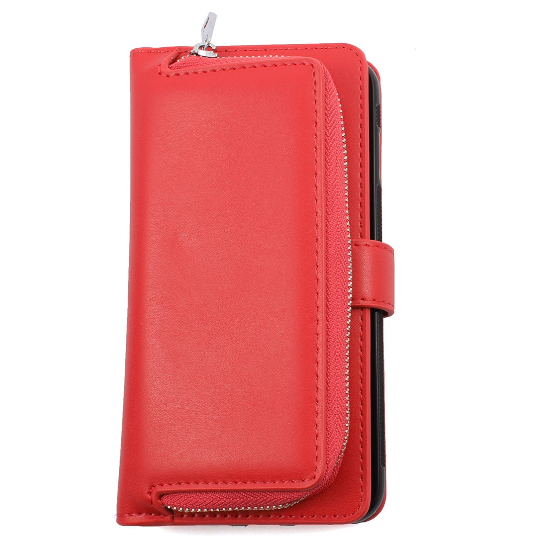 Cell Phone Faux Leather Zippered Wallet Case Red for iphone 7