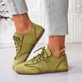 thumbnail image 2 of IEMIEMIEM Women's Retro Faux Suede Lace Up Flat Sneakers Comfortable Soft Lightweight Casual Walking Shoes Vintage Daily Trainer Flats Green 7.5 Wide, 2 of 9