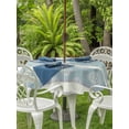 thumbnail image 3 of Outdoor Tablecloth with Umbrella Hole for Patio/Picnic/Party/Camping, Farm Fruits Waterproof Table Cloth Round Cover Washable, Watermelon Lemons Peach Blue Grey Striped (Dia 60"), 3 of 8