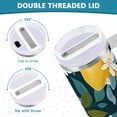 thumbnail image 3 of Yayeee 40oz Stainless Steel Tumbler with Straw and Handle Double-Wall Insulated Travel Water Bottle, Green Lemon Leaves, 3 of 8