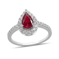 thumbnail image 3 of Pear Cut Ruby Ring in 925 Sterling Silver - Proposal Engagement Wedding Ring - July Birthstone - Birthday Gift, 3 of 5