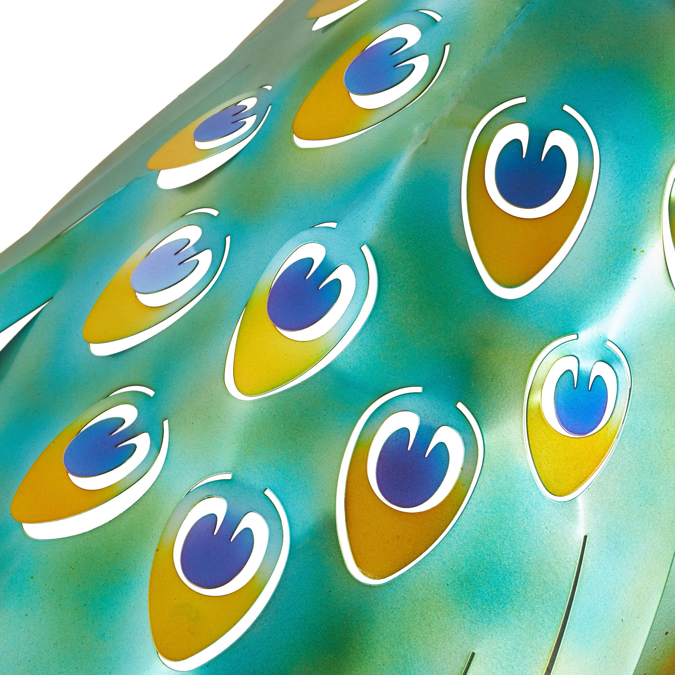 DecMode 22" Peacock Garden Sculpture with Gold Legs and Teal Wings